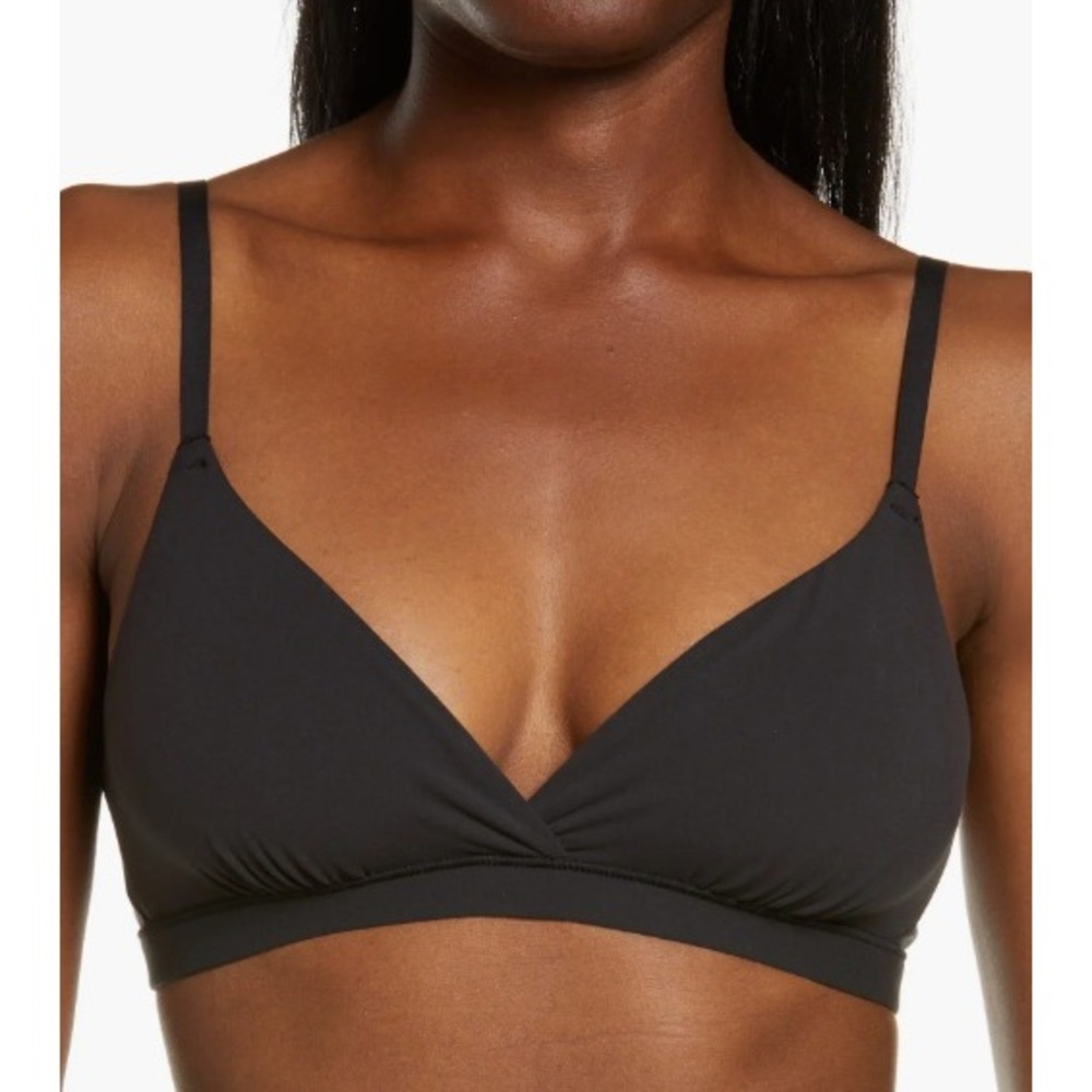 SKIMS Fits Everybody Crossover Bralette Onyx Black Women Size XL Comfort Lounge